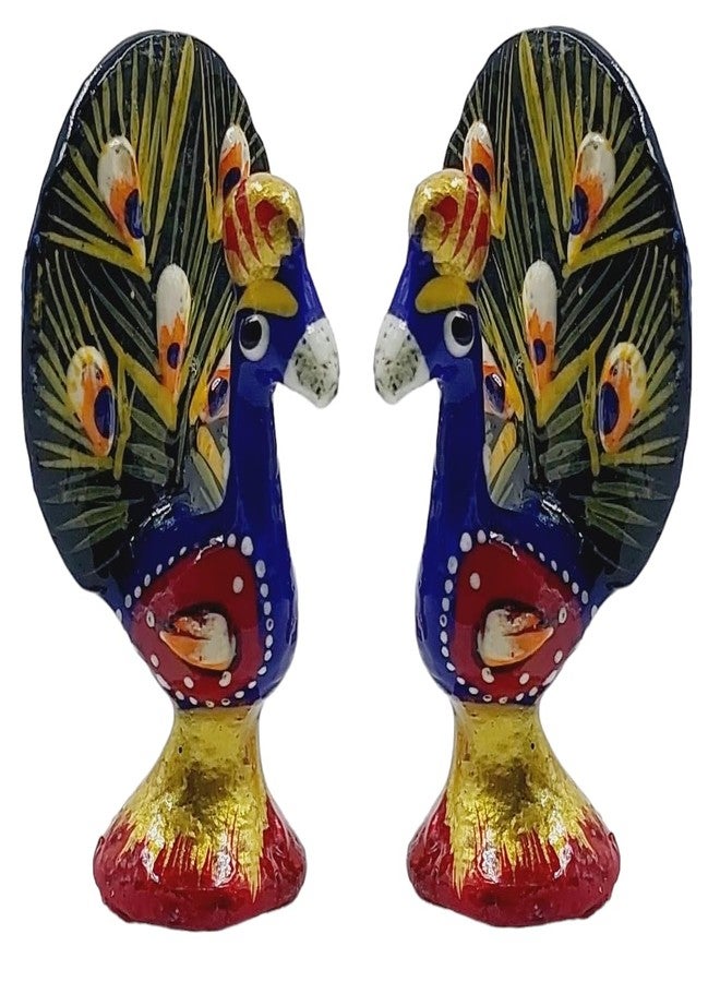 Snabs Beautiful Miniature Peacock Showpiece for Mandir Pooja Room Laddo Gopal/Kanha ji ke Khilone Idol, Statue, Decorative Item, Set of 2 - Image 4